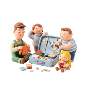 3D Clay Family Picnic Outdoor Activity Transparent Background