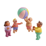 3D Clay People Playing Beach Volleyball Transparent Background