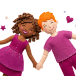 3D Cute Boy and Girl Dancing Together Transparent Background
