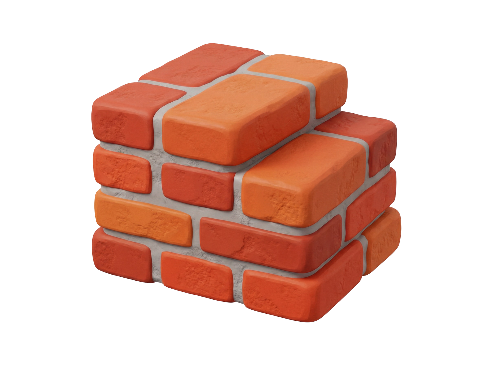 3D Red Brick Wall Stack