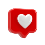3D Red Heart Like Social Media Speech Bubble Icon