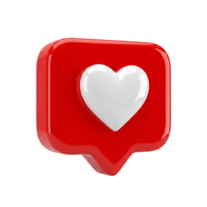 3D Red Heart Like Social Media Speech Bubble Icon