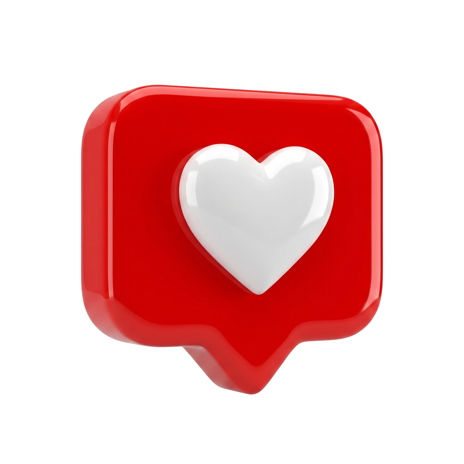 3D Red Heart Like Social Media Speech Bubble Icon