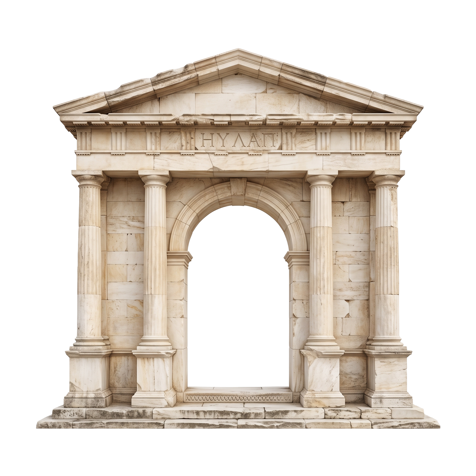 Ancient Roman Classical Stone Archway Isolated