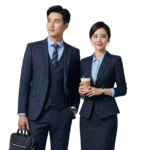 Asian Businessman and Businesswoman Holding Coffee Transparent Background