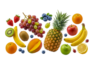 Assorted Fresh Tropical Fruits Frame Isolated
