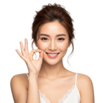 Beautiful Asian Woman Showing OK Hand Sign Smiling Transparent Background