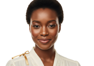 Beautiful Black Woman Portrait Smiling Neutral Expression Transparent Background