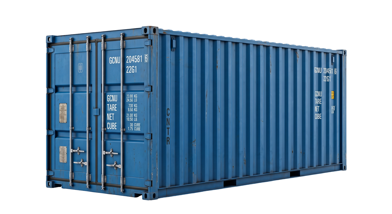 Blue Cargo Shipping Container Isolated