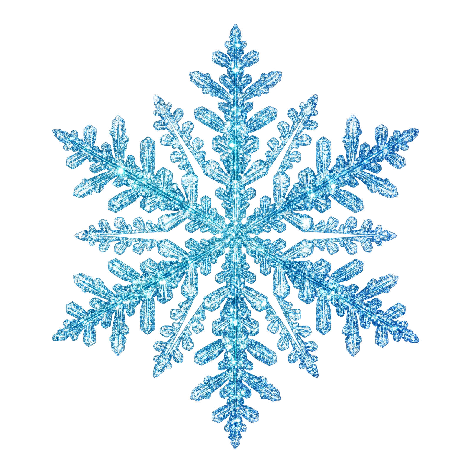 Blue Crystal Snowflake Winter Decoration Isolated