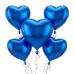 Blue Heart Shaped Metallic Balloons Cluster Isolated