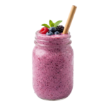 Blueberry Berry Smoothie Jar Drink with Straw Transparent Background