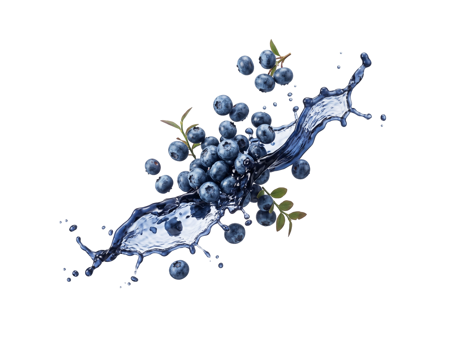 Blueberry Fruit Splash Water Isolated on Transparent Background