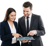 Business Couple Looking at Digital Tablet Screen Together