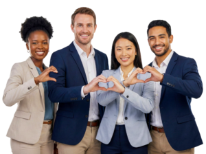 Business Team Making Heart Hand Gestures Transparent Background