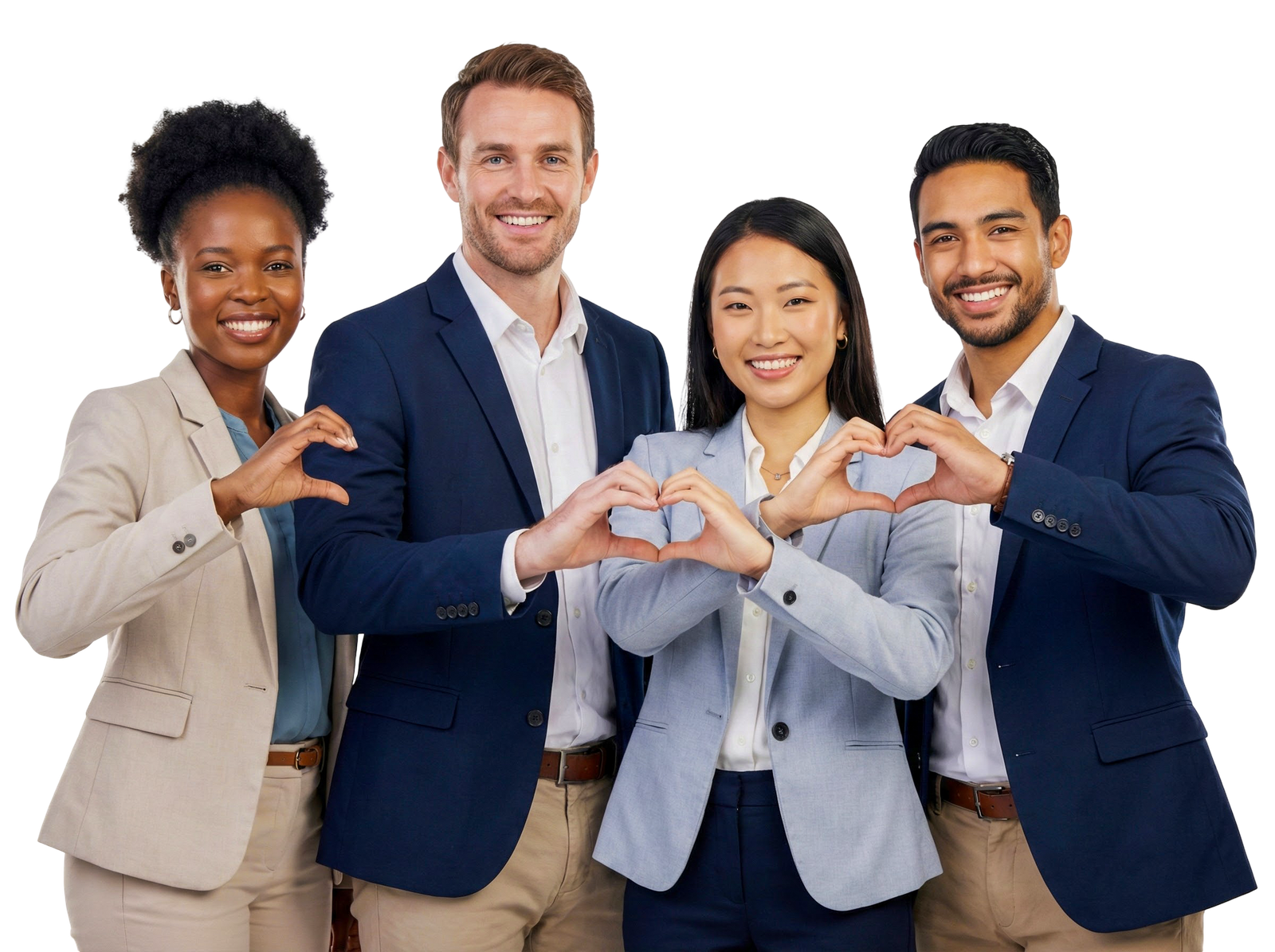 Business Team Making Heart Hand Gestures Transparent Background