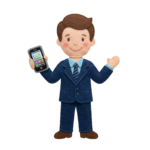 Businessman Holding Smartphone Character Transparent Background