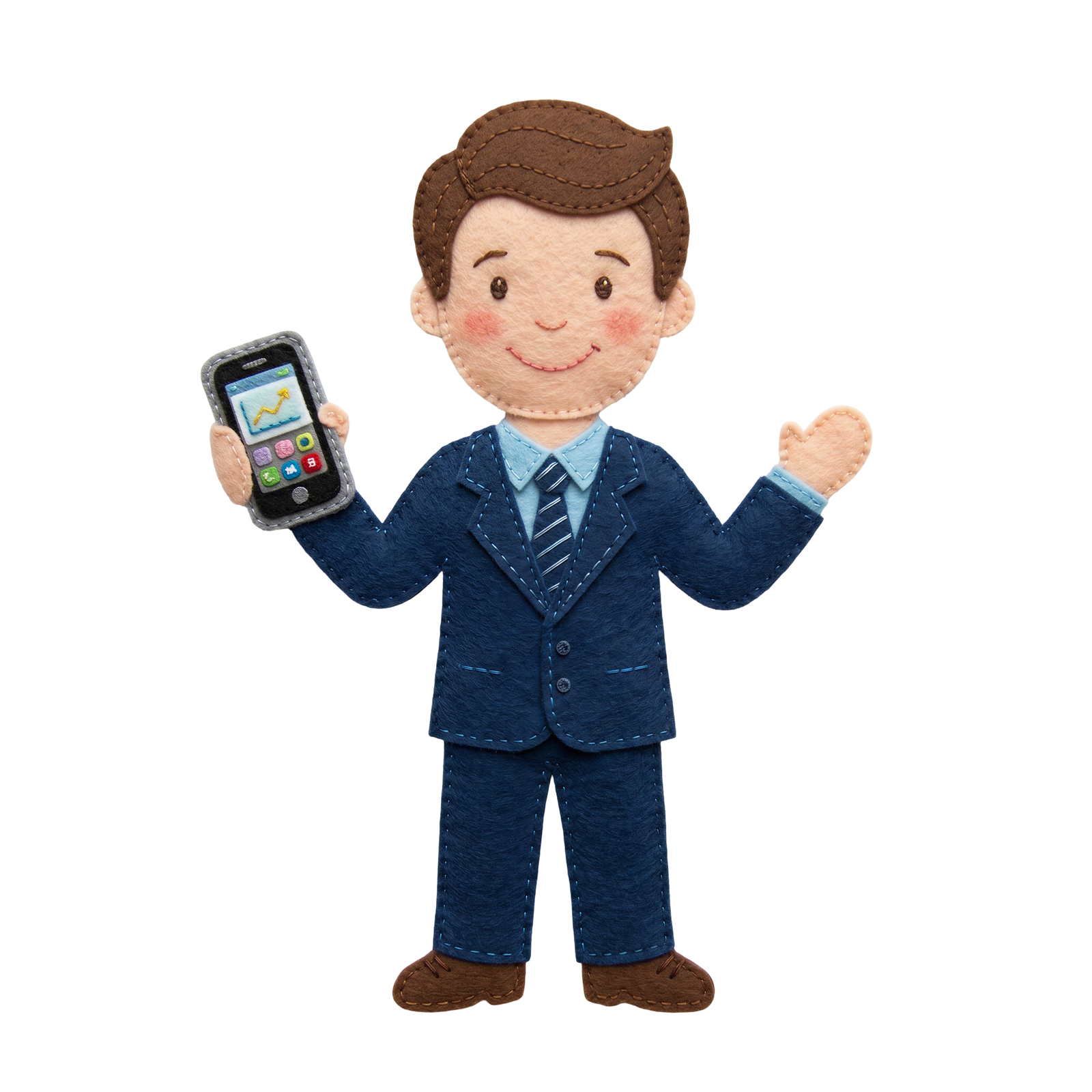 Businessman Holding Smartphone Character Transparent Background