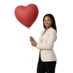 Businesswoman Holding Red Heart Balloon Transparent Background