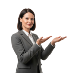Businesswoman Showing Open Palms Presenting Gesture Transparent Background