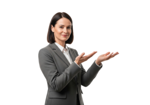 Businesswoman Showing Open Palms Presenting Gesture Transparent Background