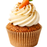 Carrot Cake Cupcake with Cream Frosting Transparent Background