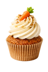 Carrot Cake Cupcake with Cream Frosting Transparent Background