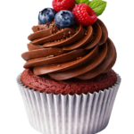 Chocolate Berry Cupcake Dessert Topping Isolated