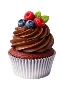 Chocolate Berry Cupcake Dessert Topping Isolated
