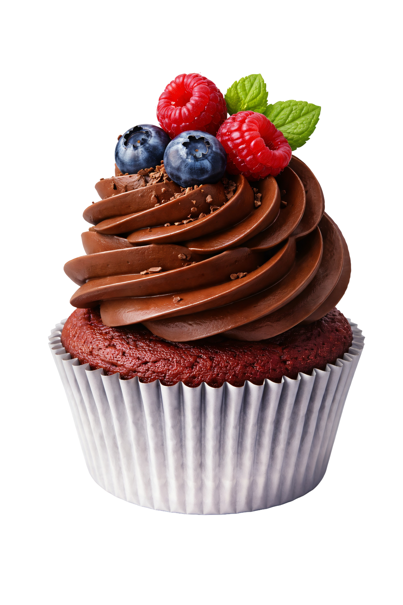 Chocolate Berry Cupcake Dessert Topping Isolated