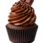 Chocolate Cupcake Dessert with Chocolate Bar Transparent Background