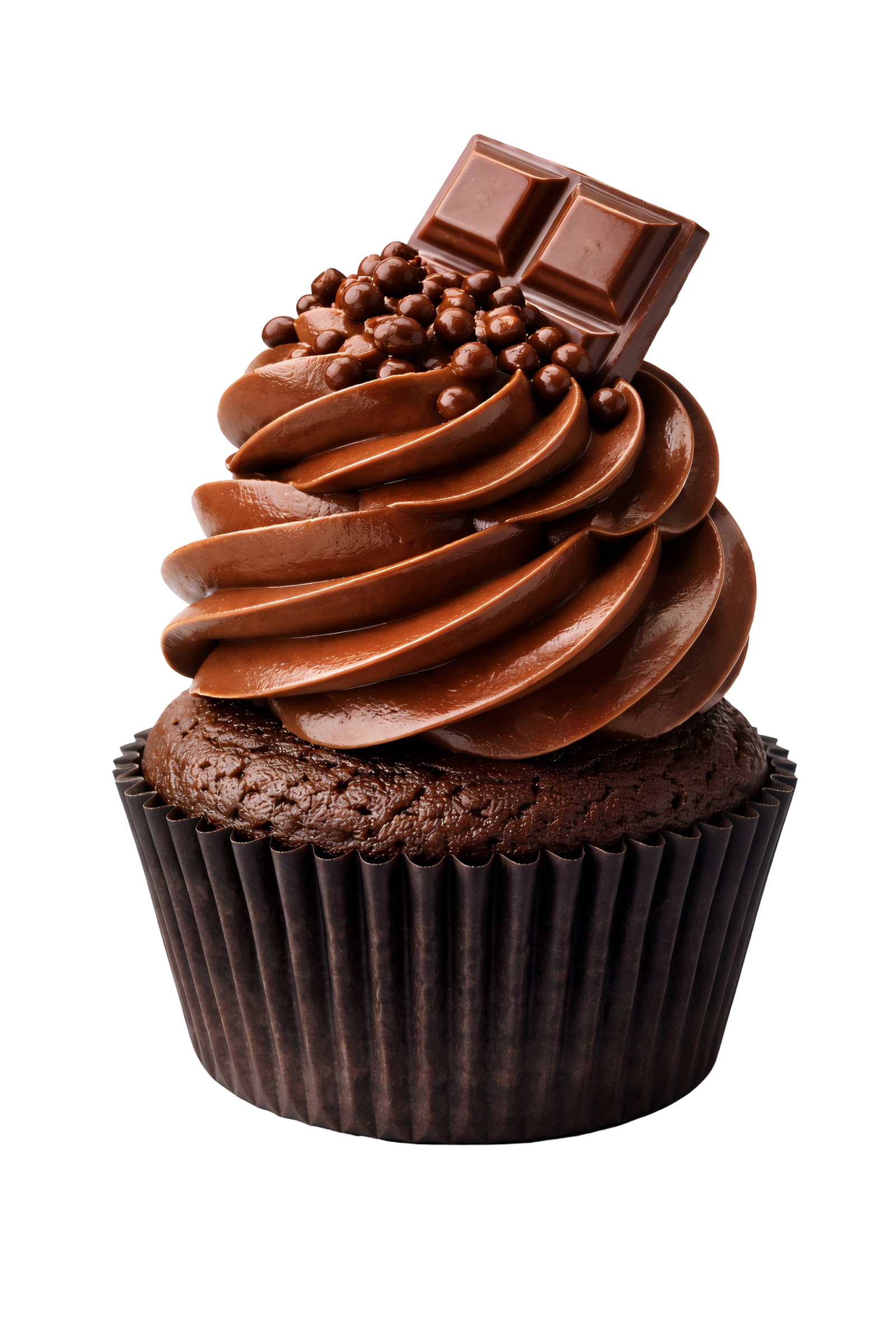 Chocolate Cupcake Dessert with Chocolate Bar Transparent Background