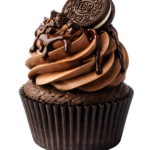 Chocolate Cupcake Dessert with Cookie Topping Transparent Background