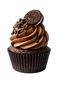 Chocolate Cupcake Dessert with Cookie Topping Transparent Background