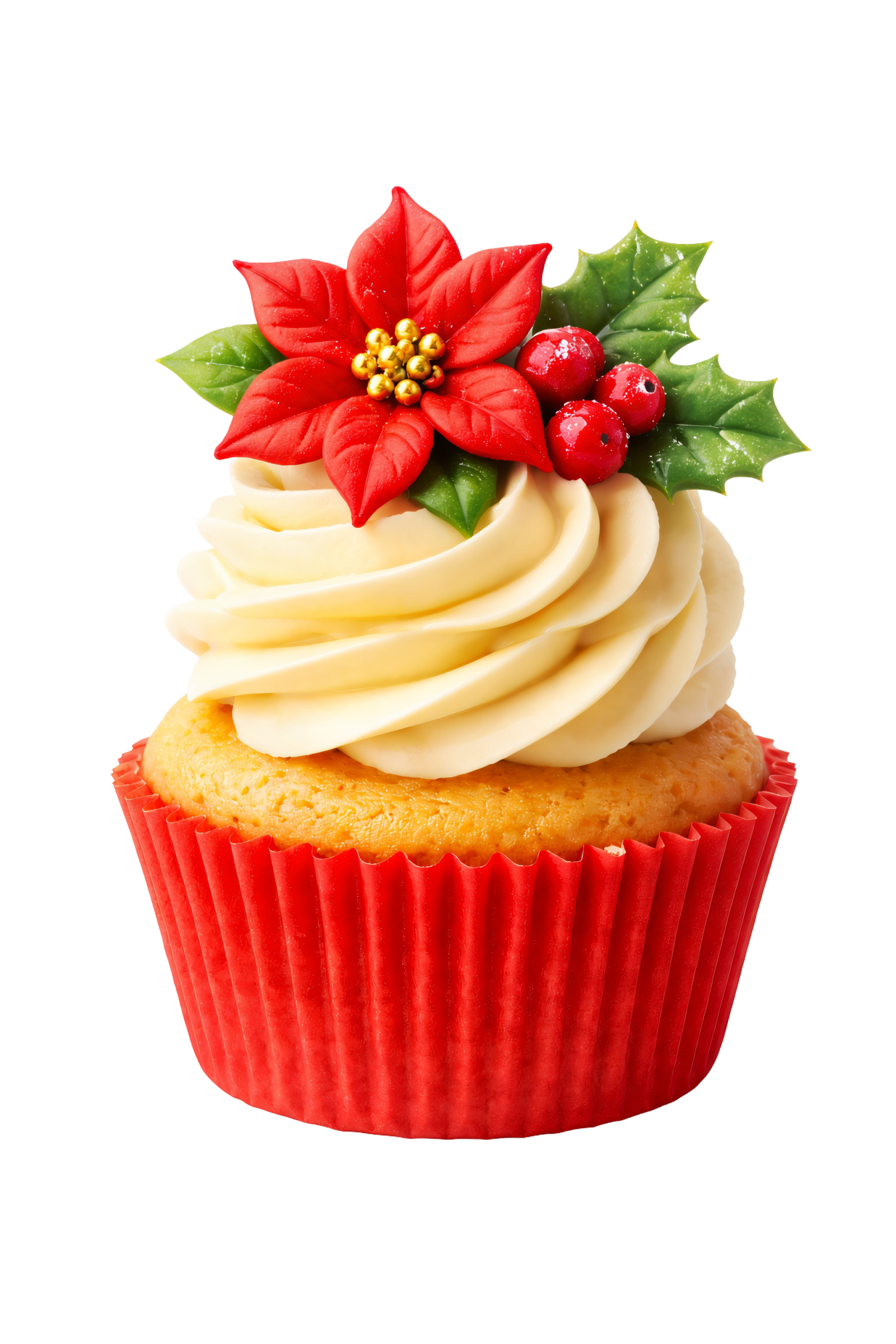 Christmas Poinsettia Cupcake Holiday Dessert Transparent Background