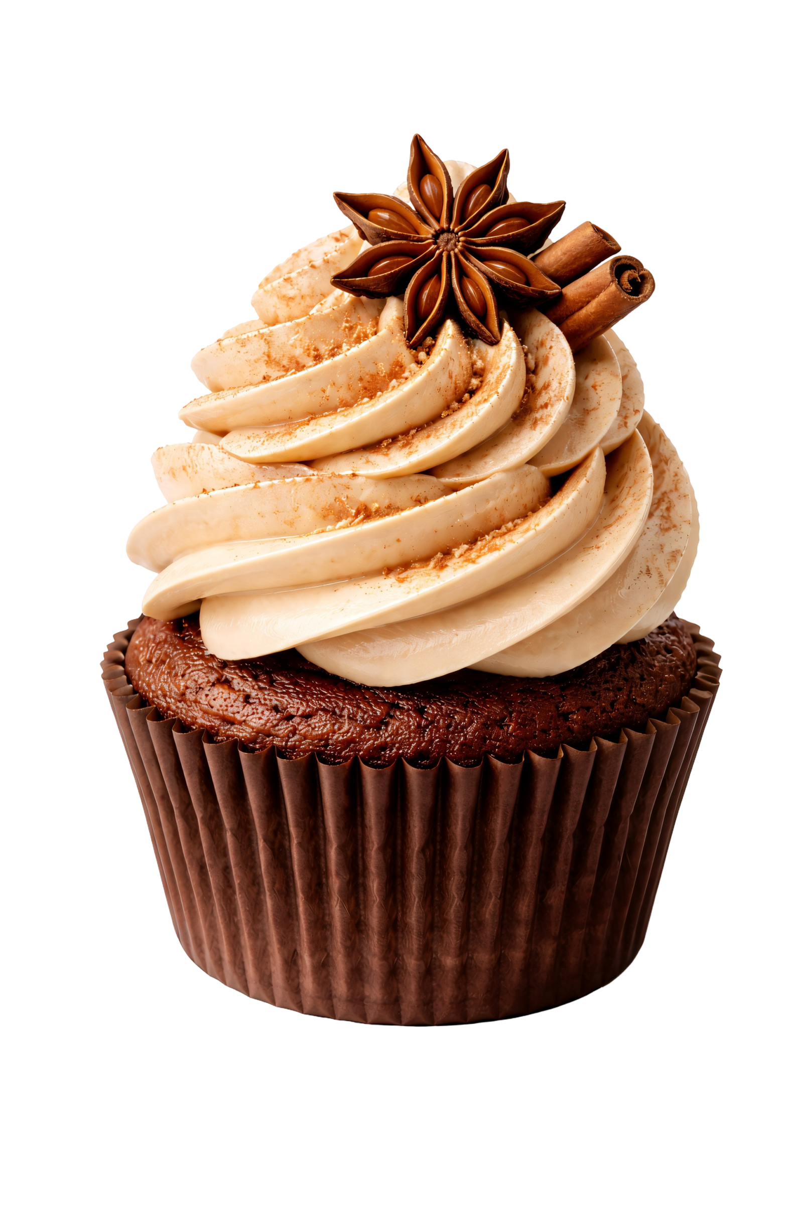 Cinnamon Spice Cupcake Dessert with Star Anise Transparent Background