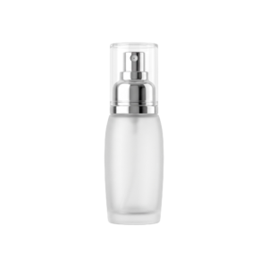 Clear Glass Cosmetic Pump Bottle Dispenser Isolated