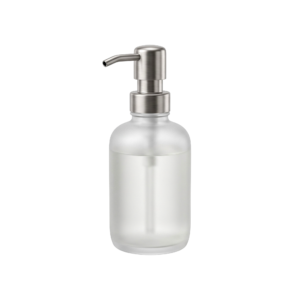 Clear Glass Soap Lotion Pump Dispenser Bottle Isolated