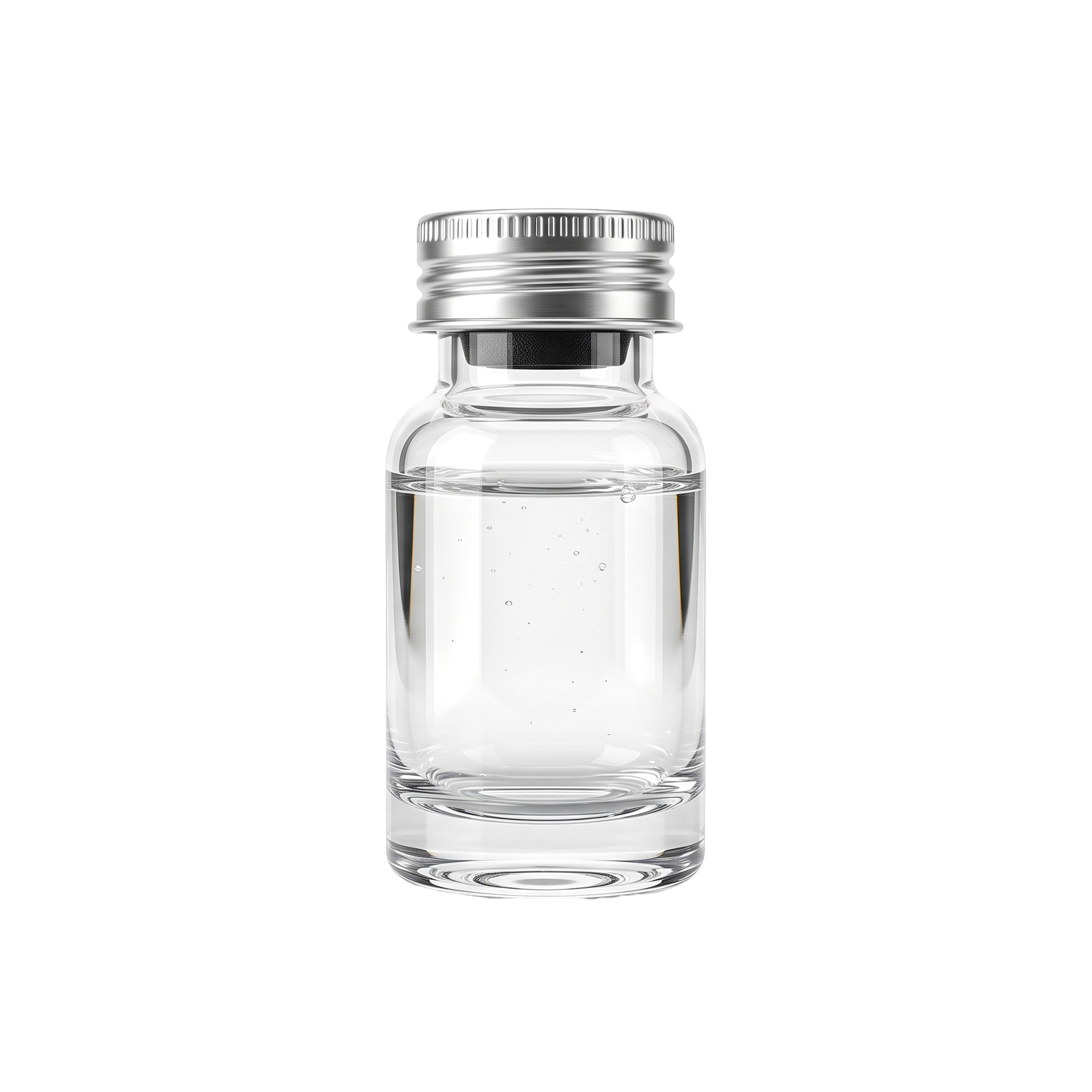 Clear Medical Glass Vial Vaccine Bottle Isolated
