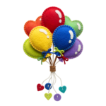 Colorful Balloons Cluster Bunch Transparent Background