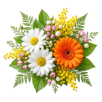 Colorful Daisy and Gerbera Flower Bouquet Transparent Background