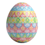 Colorful Decorated Easter Egg Pattern Ornament Transparent Background