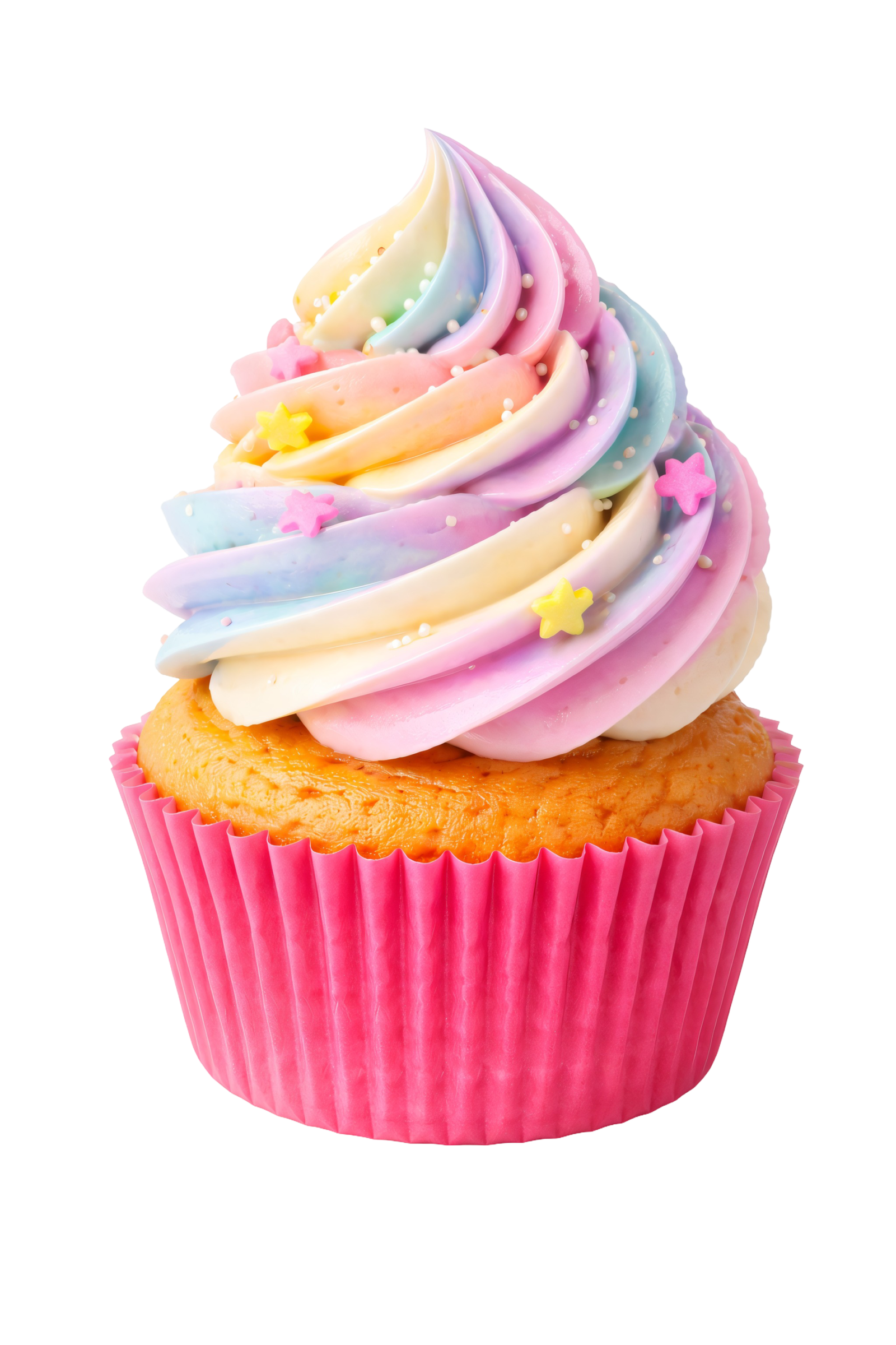 Colorful Pastel Swirl Cupcake Dessert Transparent Background