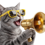 Cool Cat with Sunglasses Megaphone Isolated