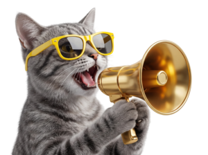 Cool Cat with Sunglasses Megaphone Isolated