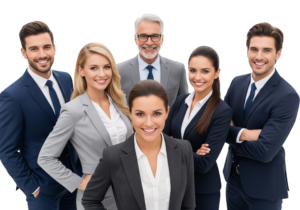 Corporate Business Team Smiling Group Portrait Transparent Background