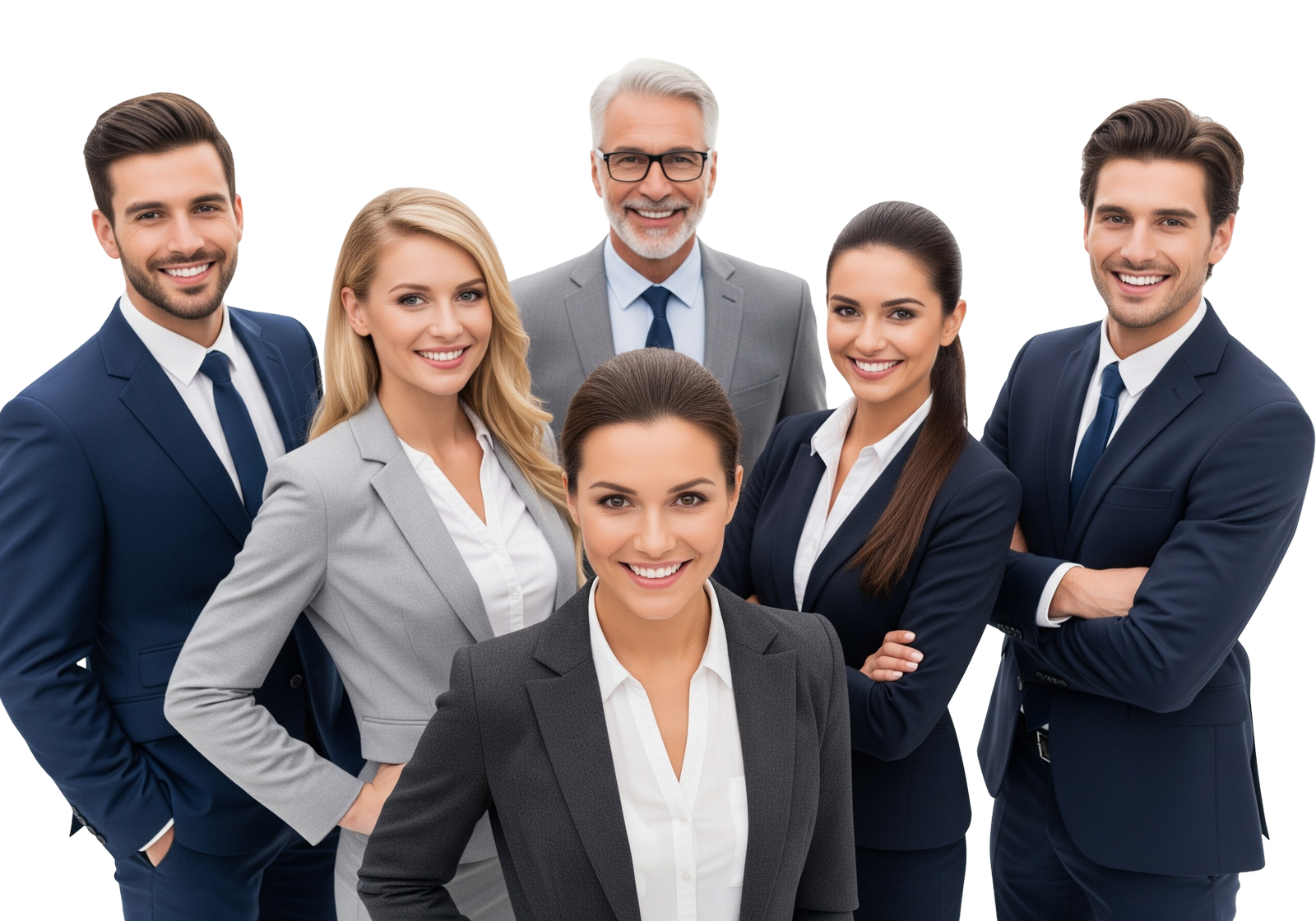 Corporate Business Team Smiling Group Portrait Transparent Background