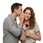 Couple Whispering Secret Romance Rose Flower Transparent Background