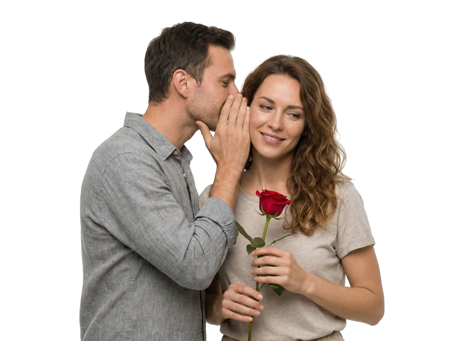 Couple Whispering Secret Romance Rose Flower Transparent Background
