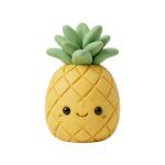 Cute 3D Clay Pineapple Fruit Character Transparent Background